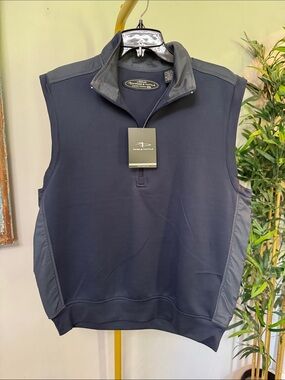 Page & Tuttle Navy Quarter-Zip performance Vest NWT L